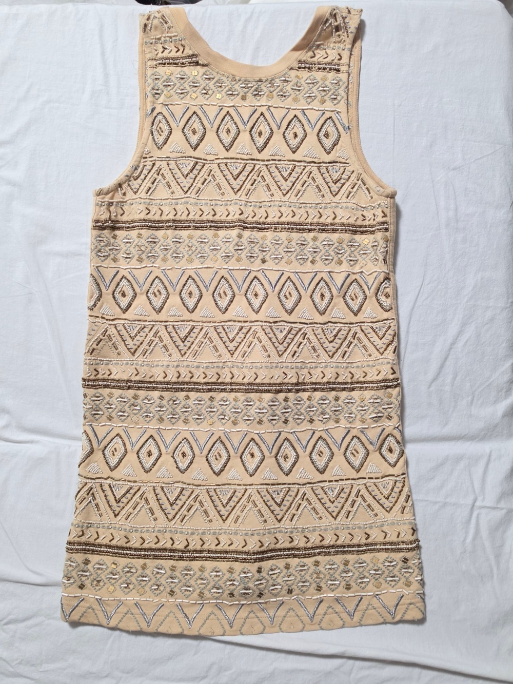 Free People Beige Sleeveless Shift Dress XS